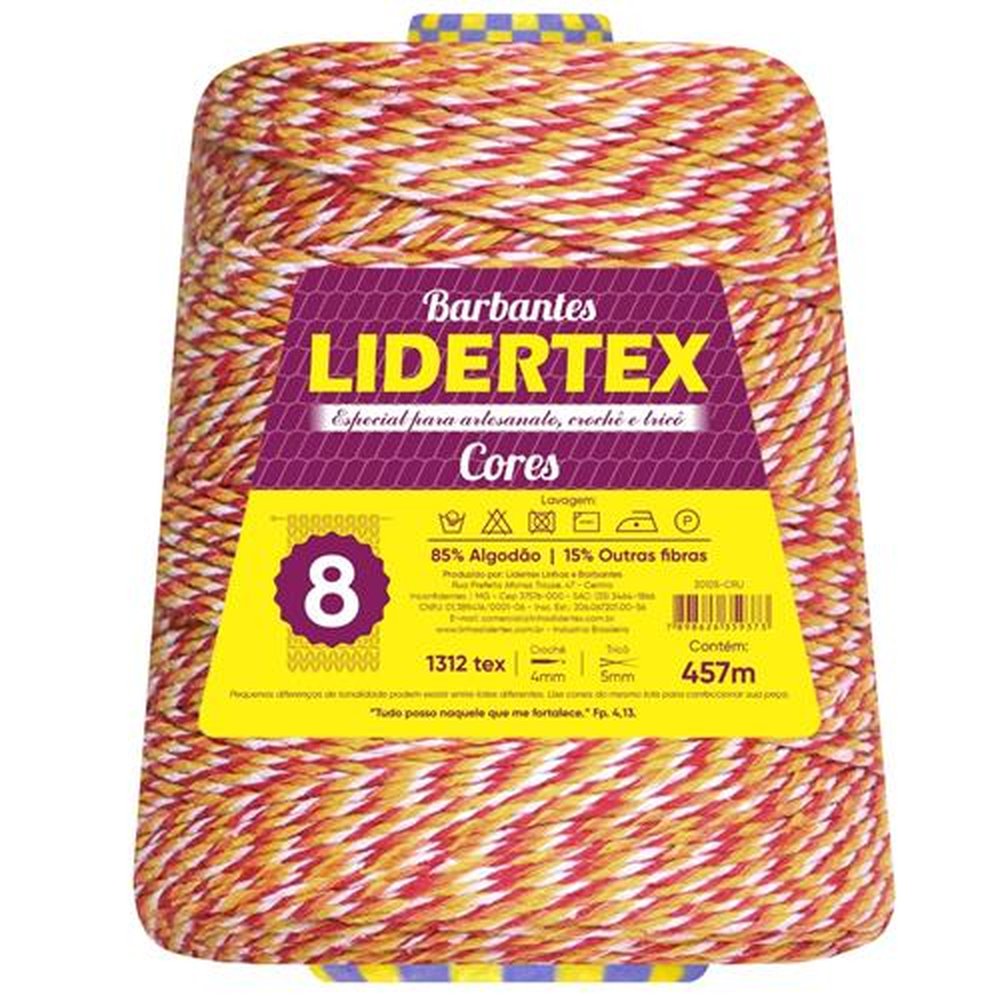 Barbante Lidertex Cor Vermelho Mesclado N8 ¿ 600g
