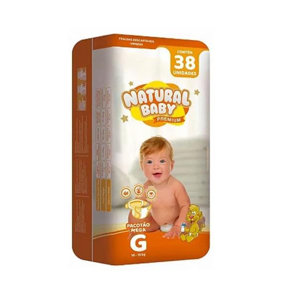 Fralda Natural Baby Premium Mega G 6 Pacotes Com 38 Unidades