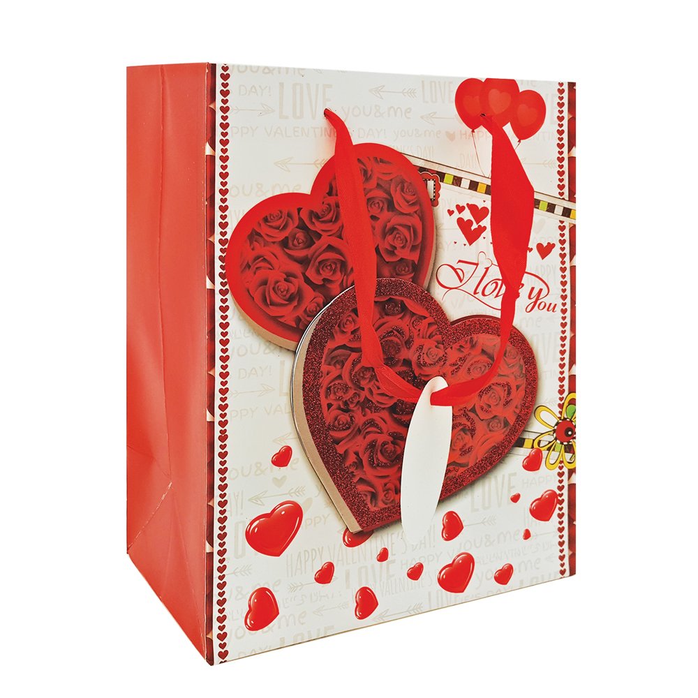 Sacola Papel Para Presente 18x23x10cm Heart 3D