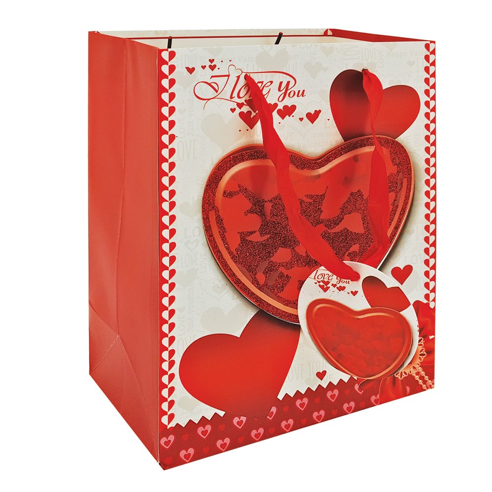 Sacola Papel Para Presente 18x23x10cm Heart 3D