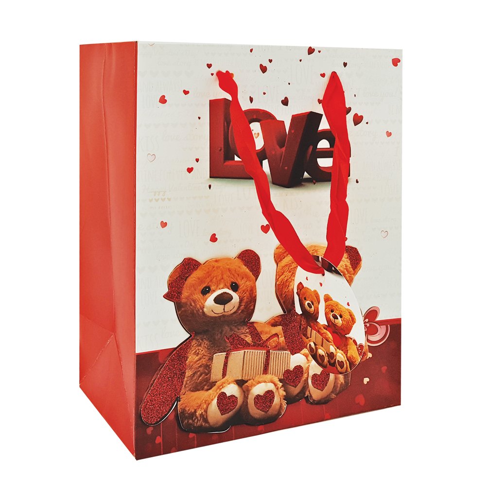 Sacola Papel Para Presente 18x23x10cm Heart 3D