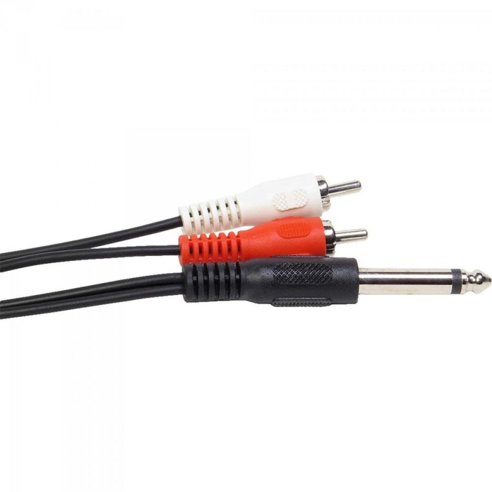 Cabo P10 Macho Mono para 2x Plug Rca Macho 1,8m Storm