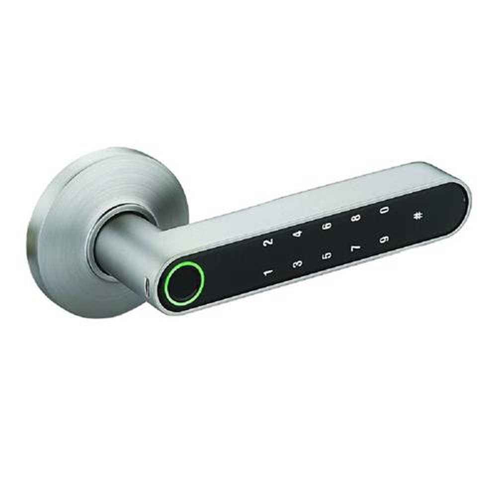 Fechadura com Biometria Bluetooth em Aço Escovado modelo FBE01GR ¿ Geonav