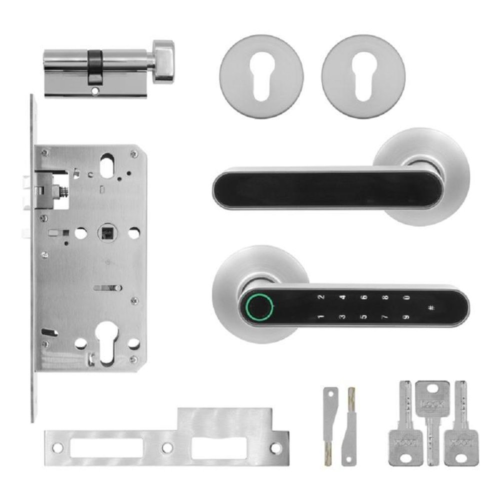Fechadura com Biometria Bluetooth em Aço Escovado modelo FBE01GR ¿ Geonav