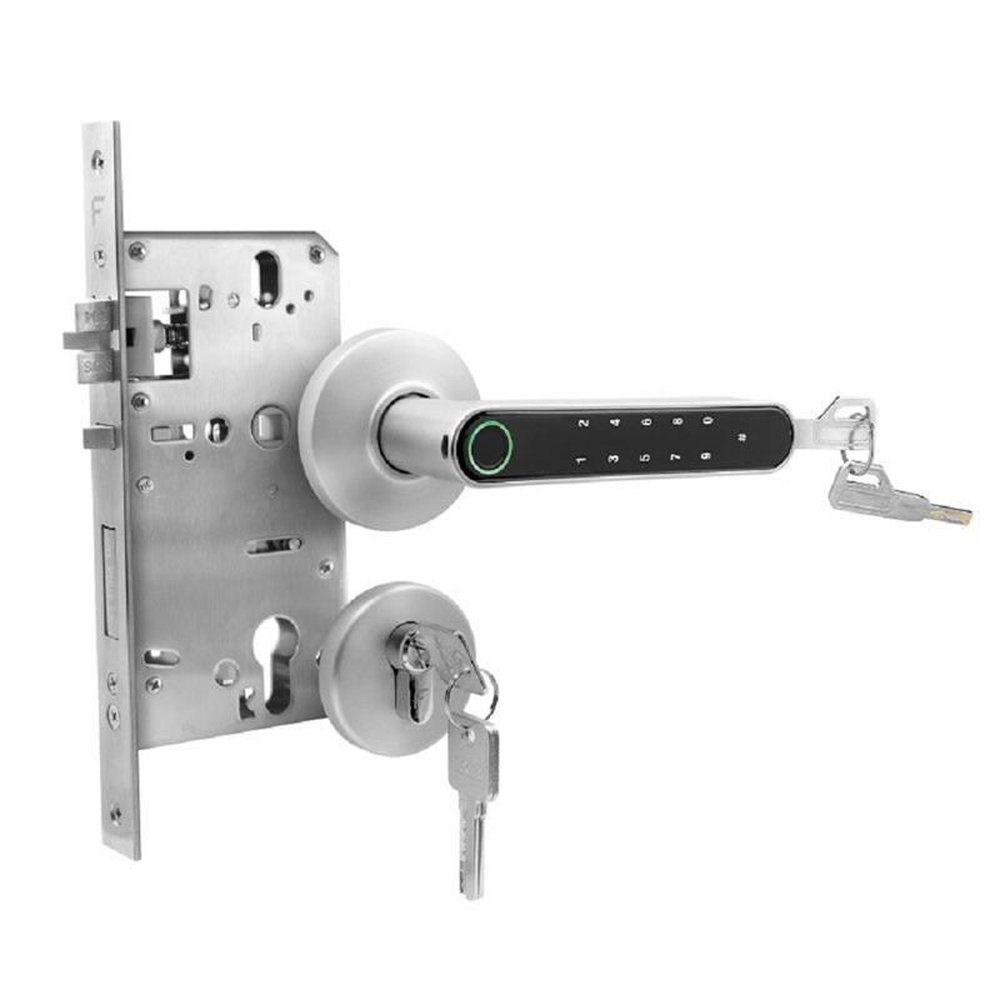 Fechadura com Biometria Bluetooth em Aço Escovado modelo FBE01GR ¿ Geonav