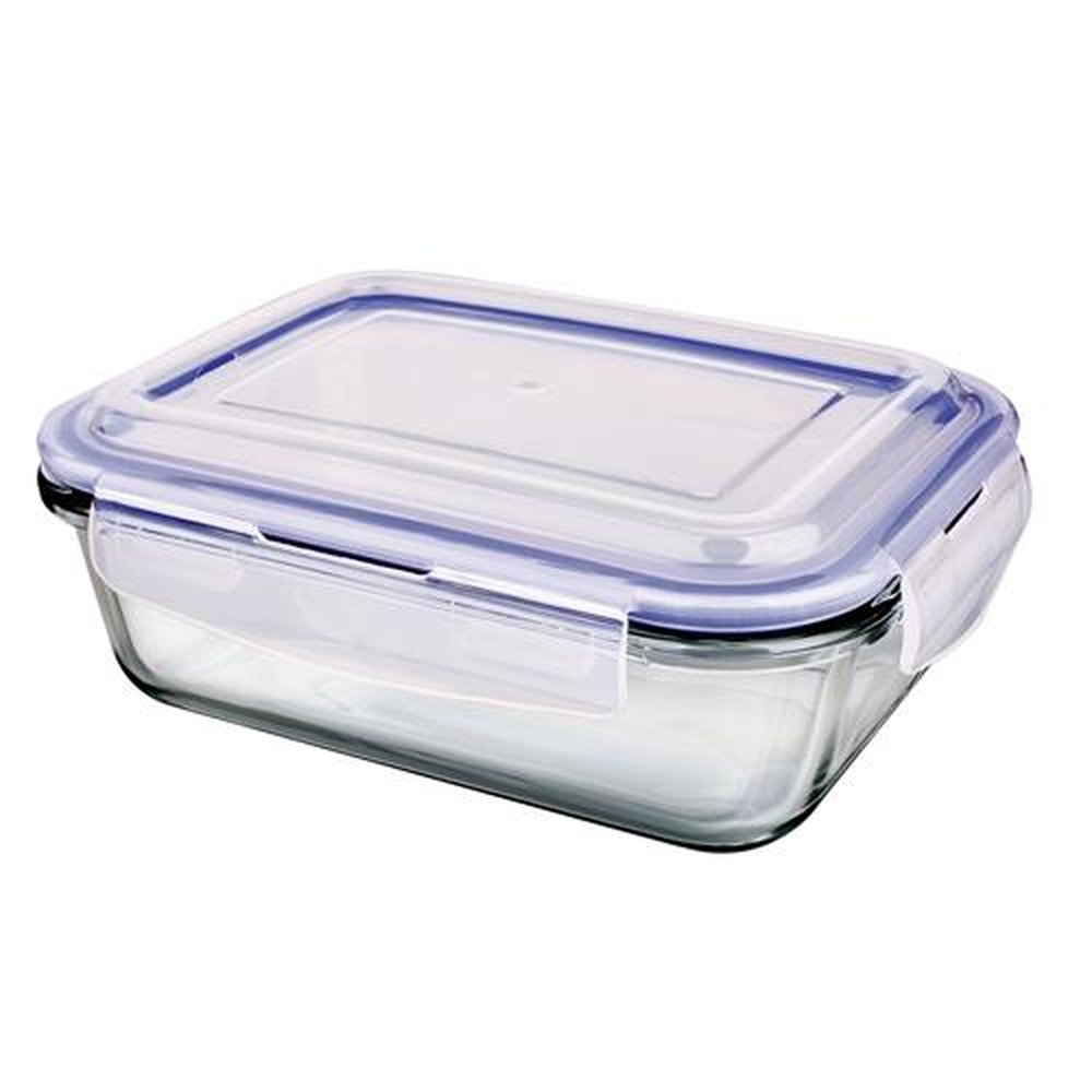 Pote de Vidro Hermetico Retangular 1040 ml Azul