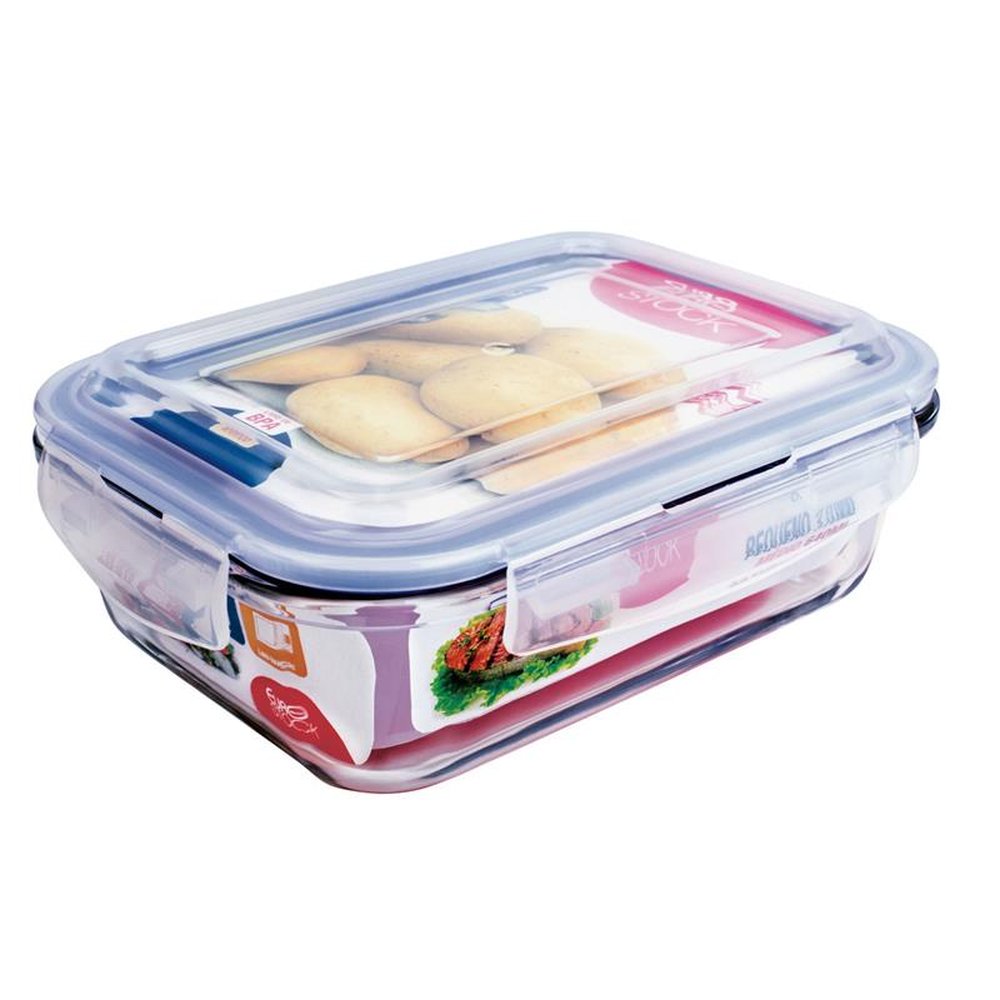 Pote de Vidro Hermetico Retangular 1040 ml Azul