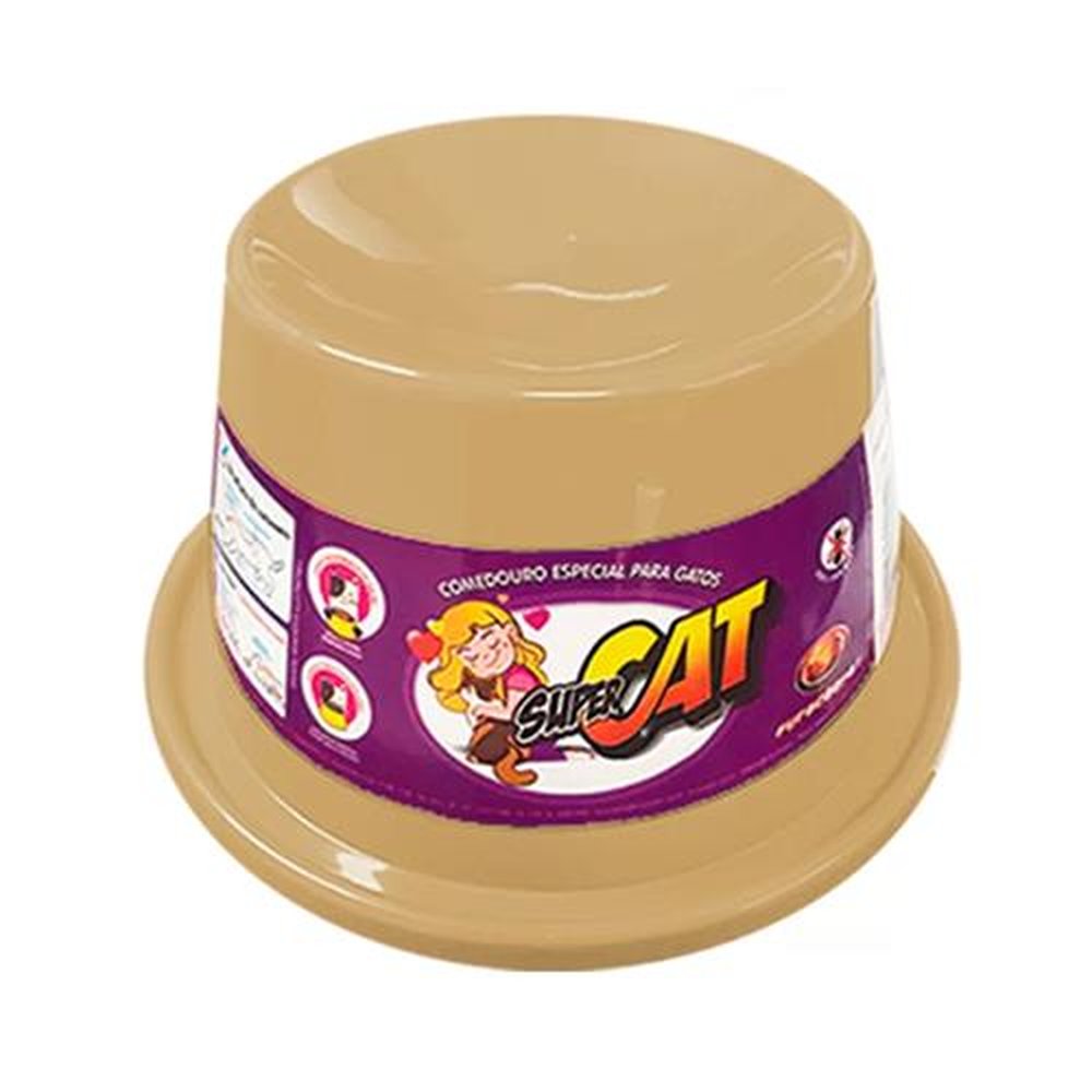 Comedouro Plastico Gato Super Cat Marrom 200ml