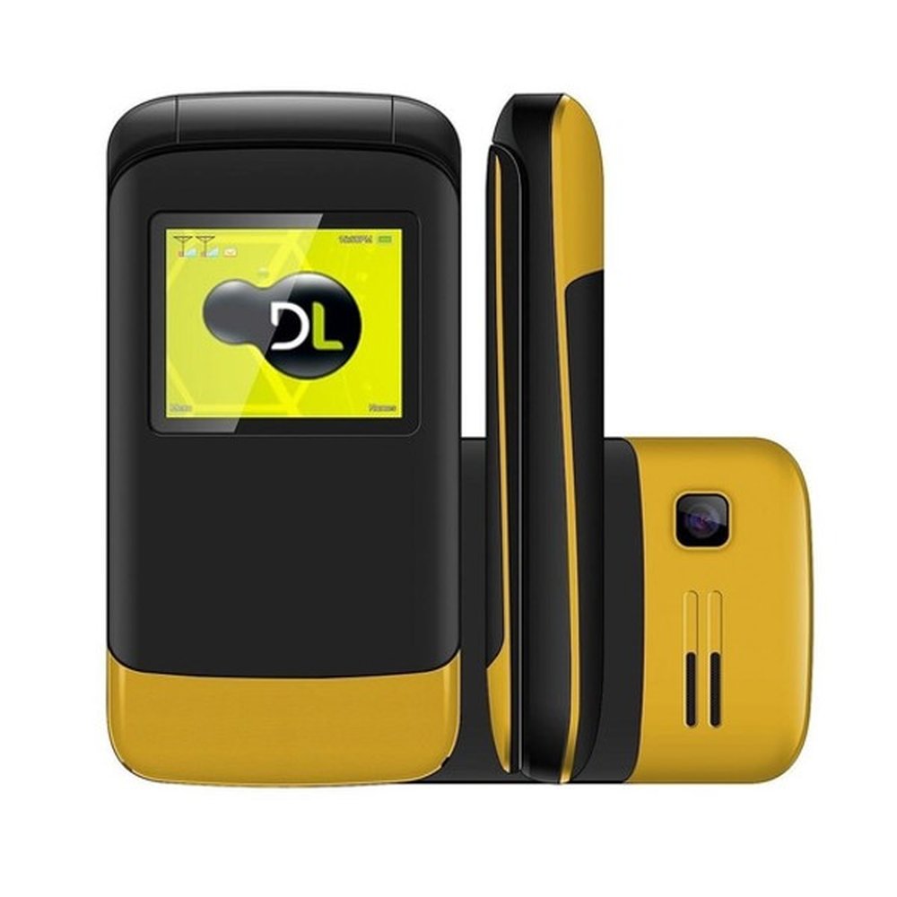 Celular Para Idosos Dl YC230 Flip Rádio FM Dual Chip MP3 Bateria Longa Duração Amarelo