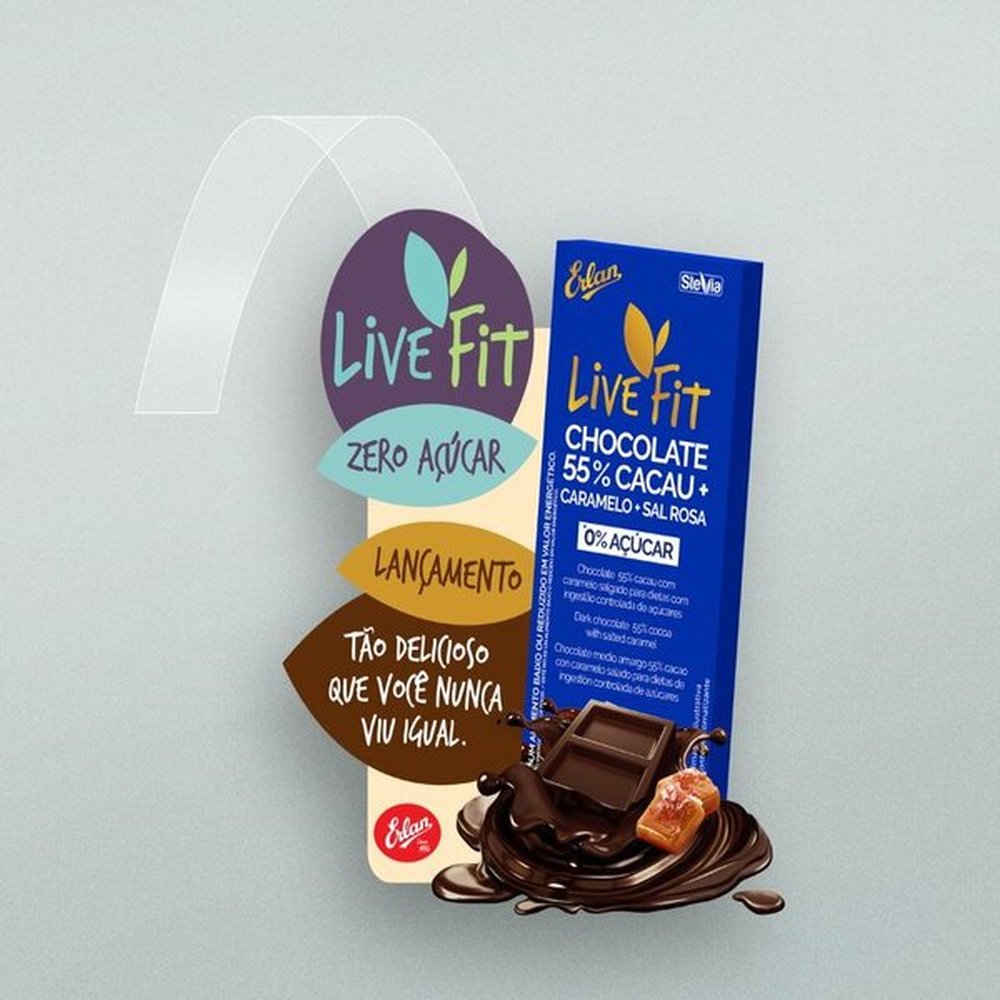Tablete Chocolate 55% Caramelo Zero Caixa com 4 display com 12 unidades de 20 gramas.