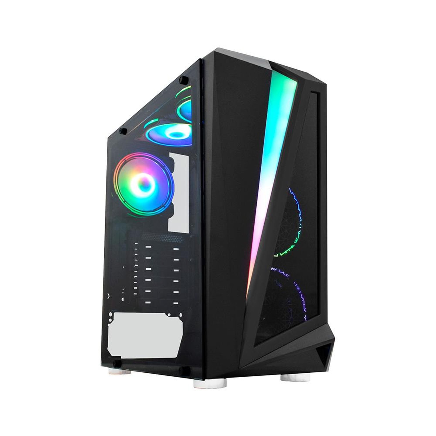 Gabinete gamer k-mex cg-05qi black hawk led rgb sem fan preto - cg05qirh0010b0x