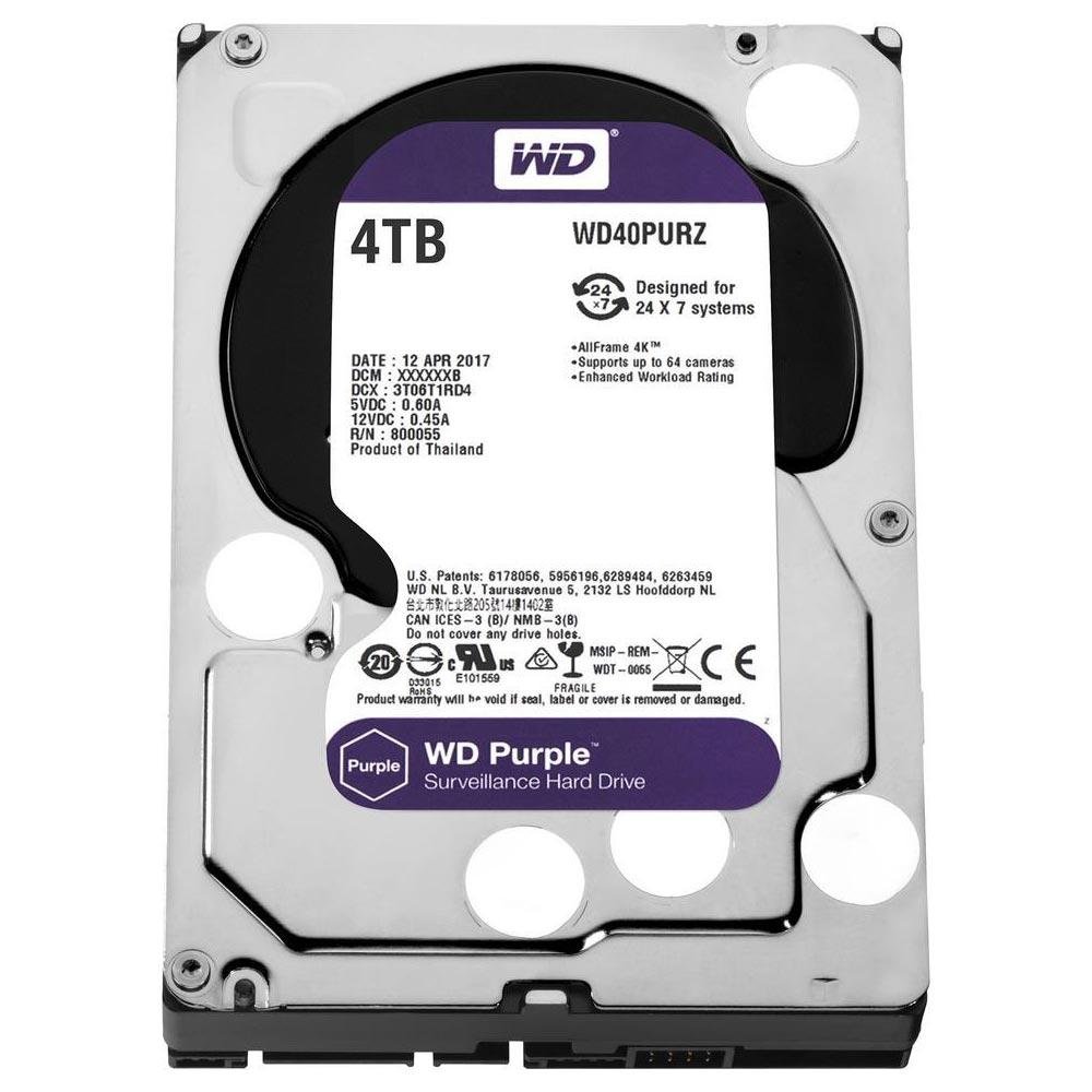 Hdd Wd Purple 4 Tb Para Seguranca / Vigilancia / Dvr - Wd40purz