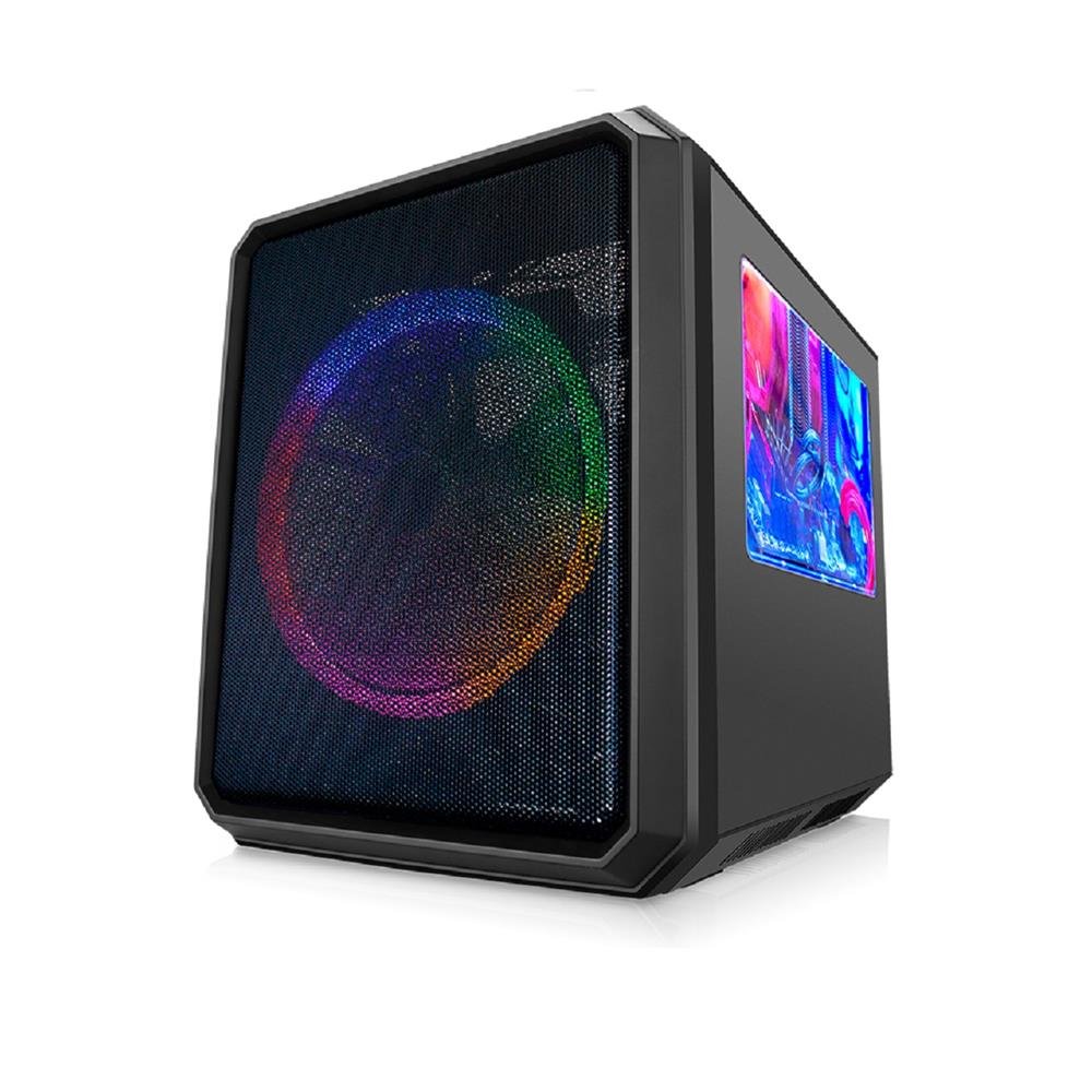 Gabinete Gamer K-Mex Microcraft III CG-03RC, Mini Tower, Lateral em Acrilico, Sem Fonte, Com 1 Fan Multicolor, Preto