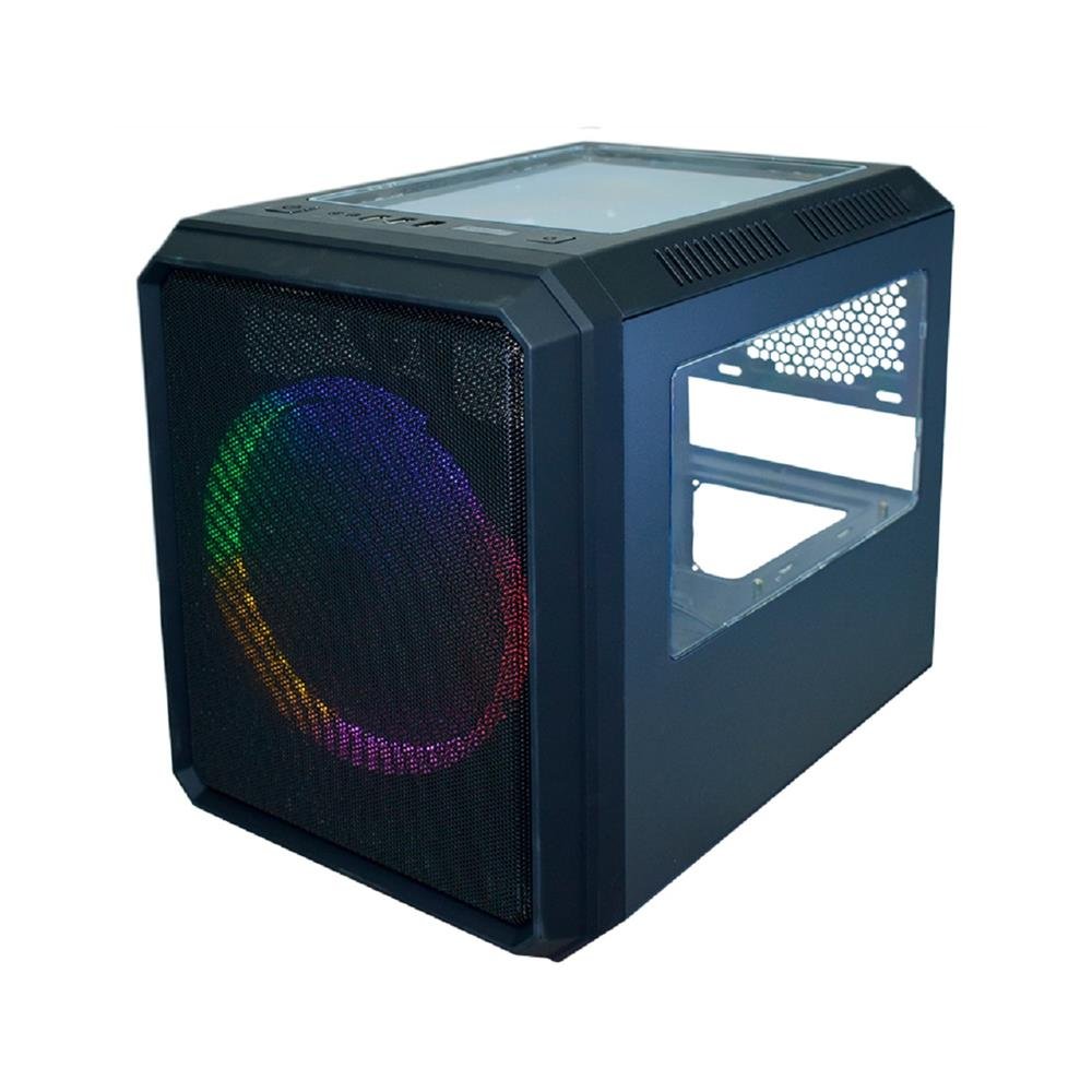 Gabinete Gamer K-Mex Microcraft III CG-03RC, Mini Tower, Lateral em Acrilico, Sem Fonte, Com 1 Fan Multicolor, Preto