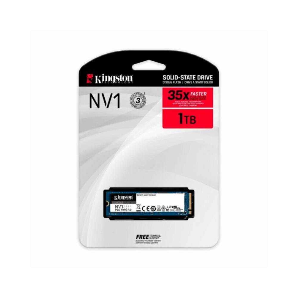 Ssd 1 Tb Kingston Nv1, M.2 2280 Pcie, Nvme, Leitura: 3500 Mb/s E Gravação: 2100 Mb/s - Snv1s/1000g