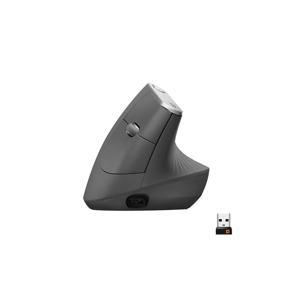 Mouse Logitech MX Vertical Sem Fio Recarregavel Tecnologia Flow Unifying Cinza 4000DPI - 910-005447.