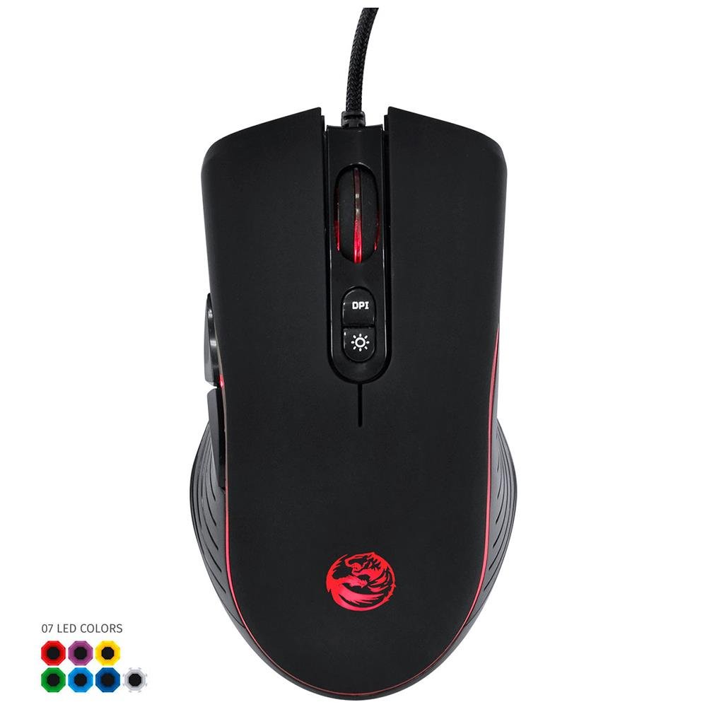 Mouse Gamer Pcyes Ma7 Dpi 4000 Sensor Avago 3050 Led 7 Cores
