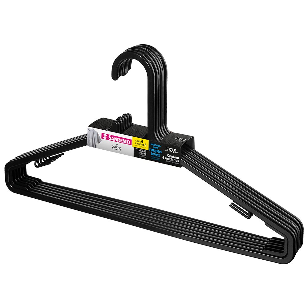 Cabide Adulto Plastico Conjunto com 6 peças