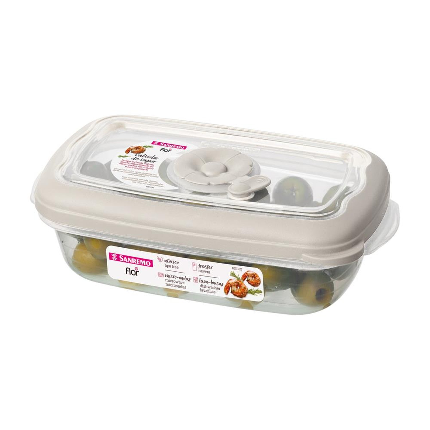 Pote Retangular Plastico Sanremo 430Ml Bege
