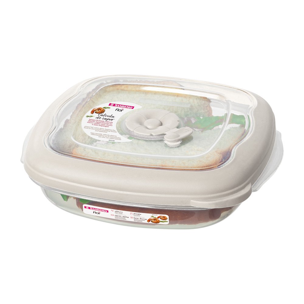 Pote Retangular Plastico Sanremo 430Ml Bege