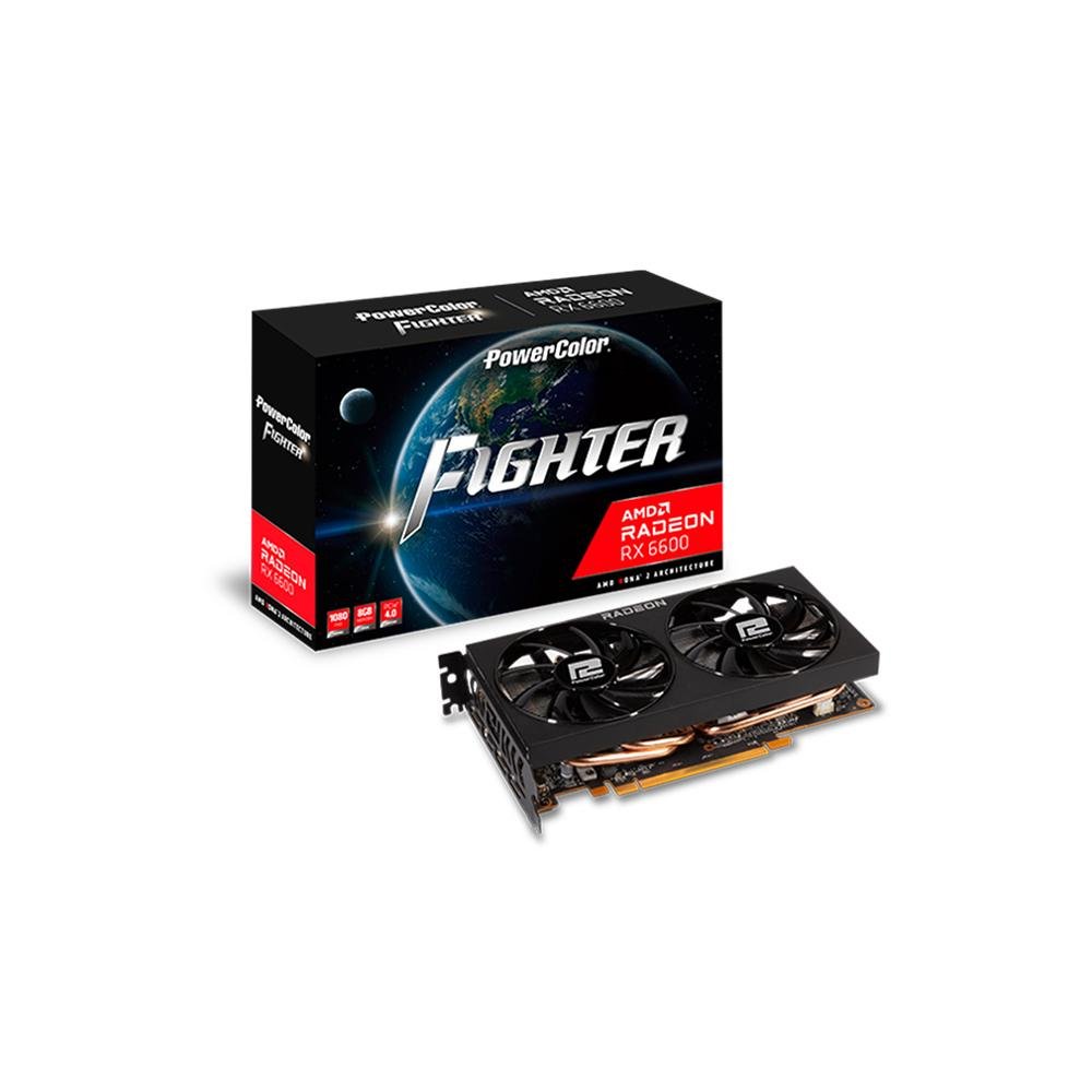 Processador Gráfico PowerColor Radeon RX 6600, 8GB, GDDR6, Fighter, 128bits - AXRX 6600 8GBD6-3DH