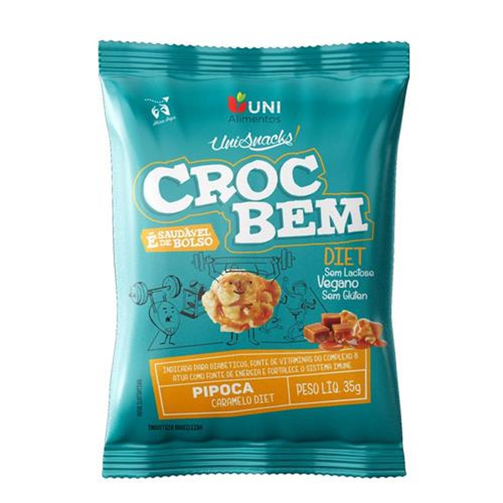 Pipoca Doce Croc Caramelo Diet Sem Glúten, Sem Lactose e Vegano - Caixa Display 20x35g