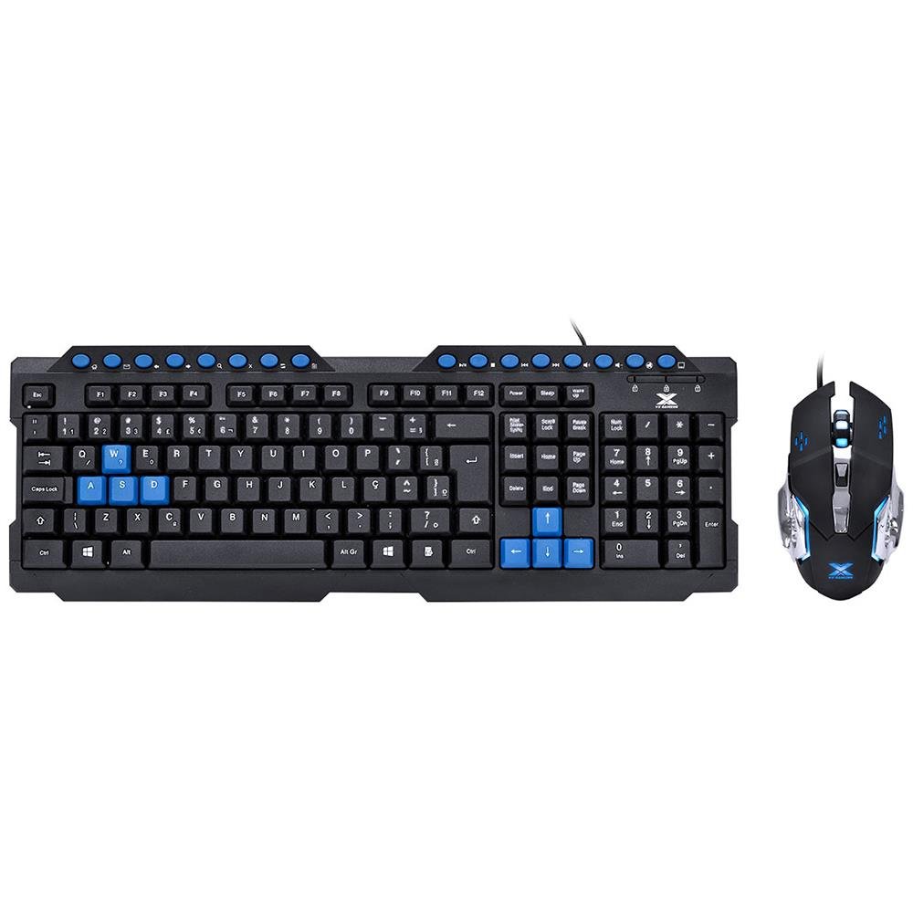 Kit Teclado E Mouse Gamer Vinik Grifo Com Fio Led Azul - Vgc-01a