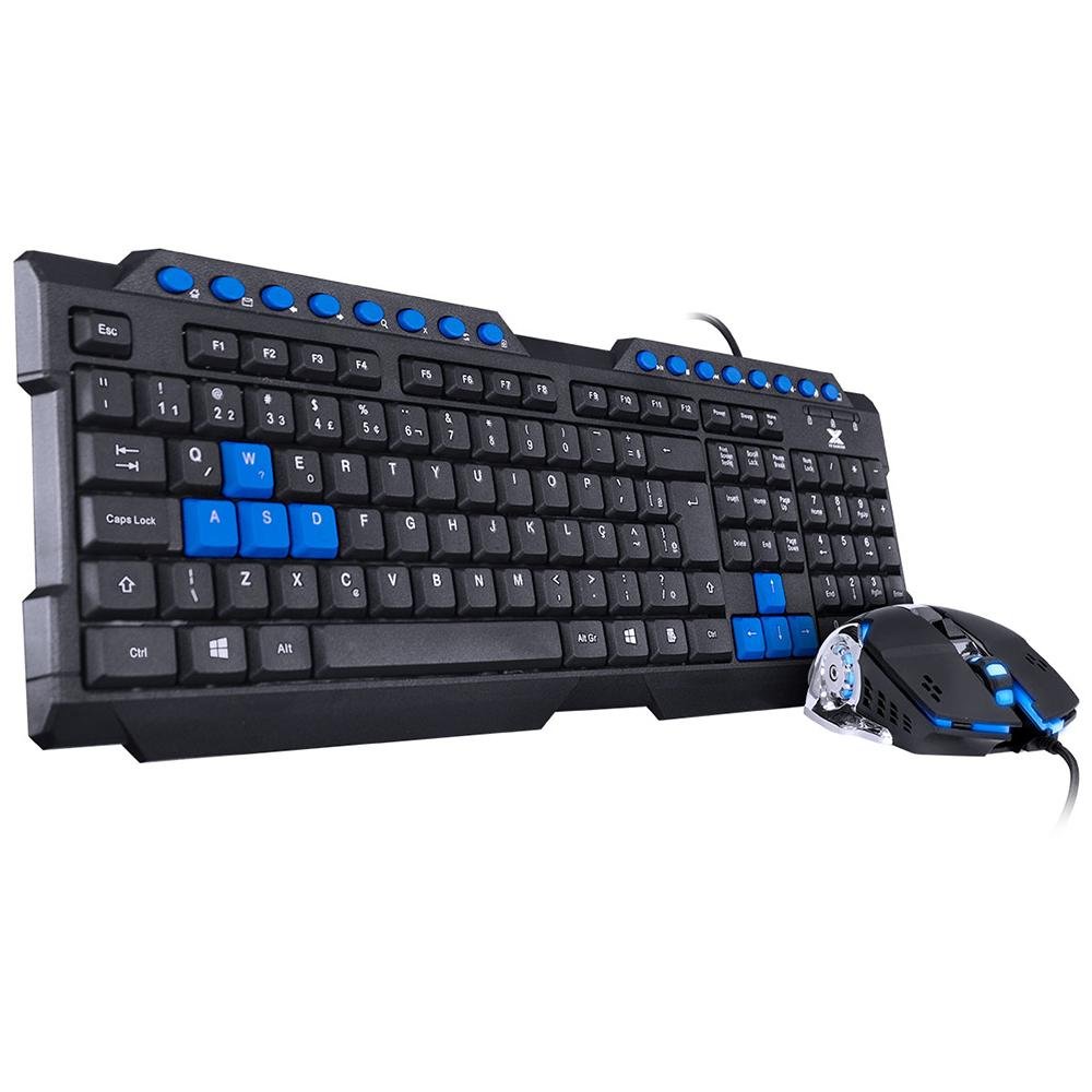 Kit Teclado E Mouse Gamer Vinik Grifo Com Fio Led Azul - Vgc-01a