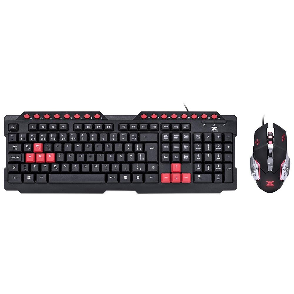 Kit Teclado E Mouse Gamer Vinik Grifo Com Fio Led Vermelho - Vgc-01v