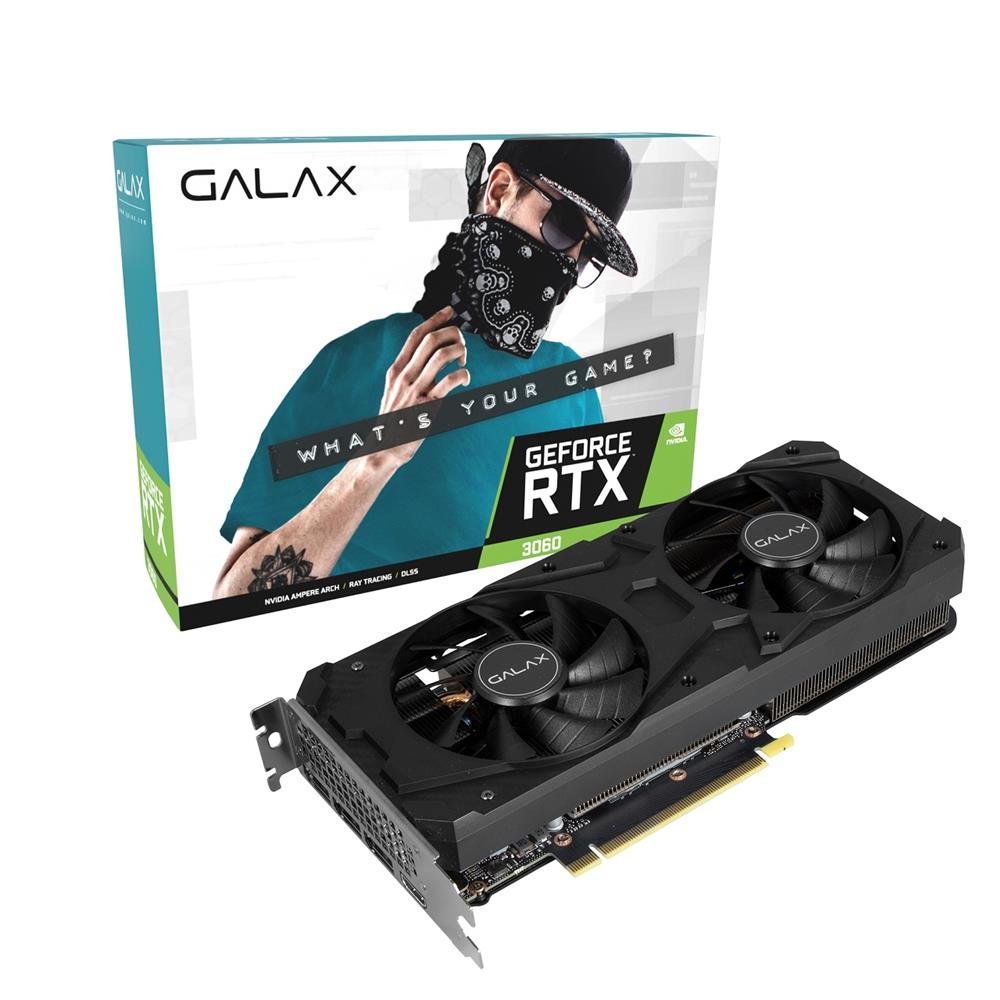 Placa De Vídeo Galax Nvidia Geforce Rtx 3060 (1-Click Oc), Lhr, 12Gb, Gddr6, Dlss, Ray Tracing