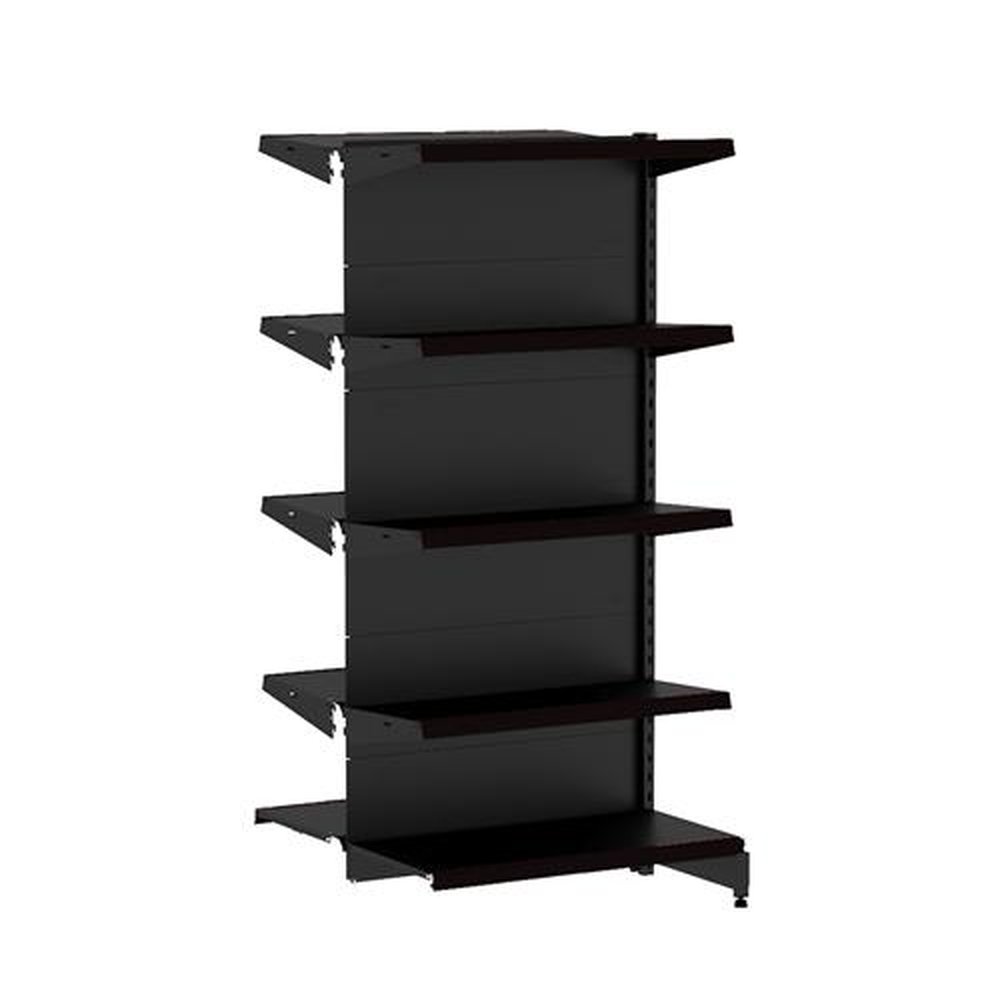 Gôndola Flex 60 Continuação Centro 1,96mx0,92cmx0,70/0,80cm - Com 10 Prateleiras - Preta