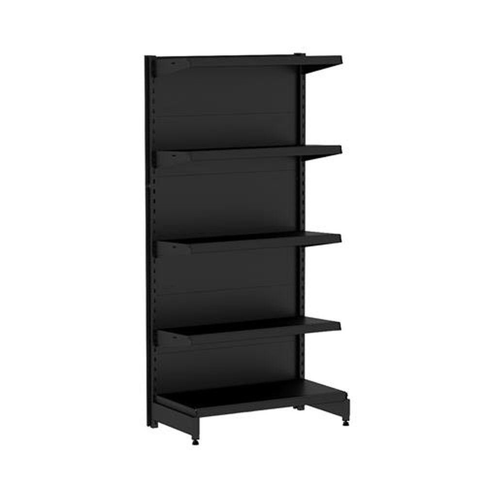 Gôndola Flex 60 Ponta 1,96mx0,78cmx0,35/0,40cm - Com 05 Prateleiras - Preta