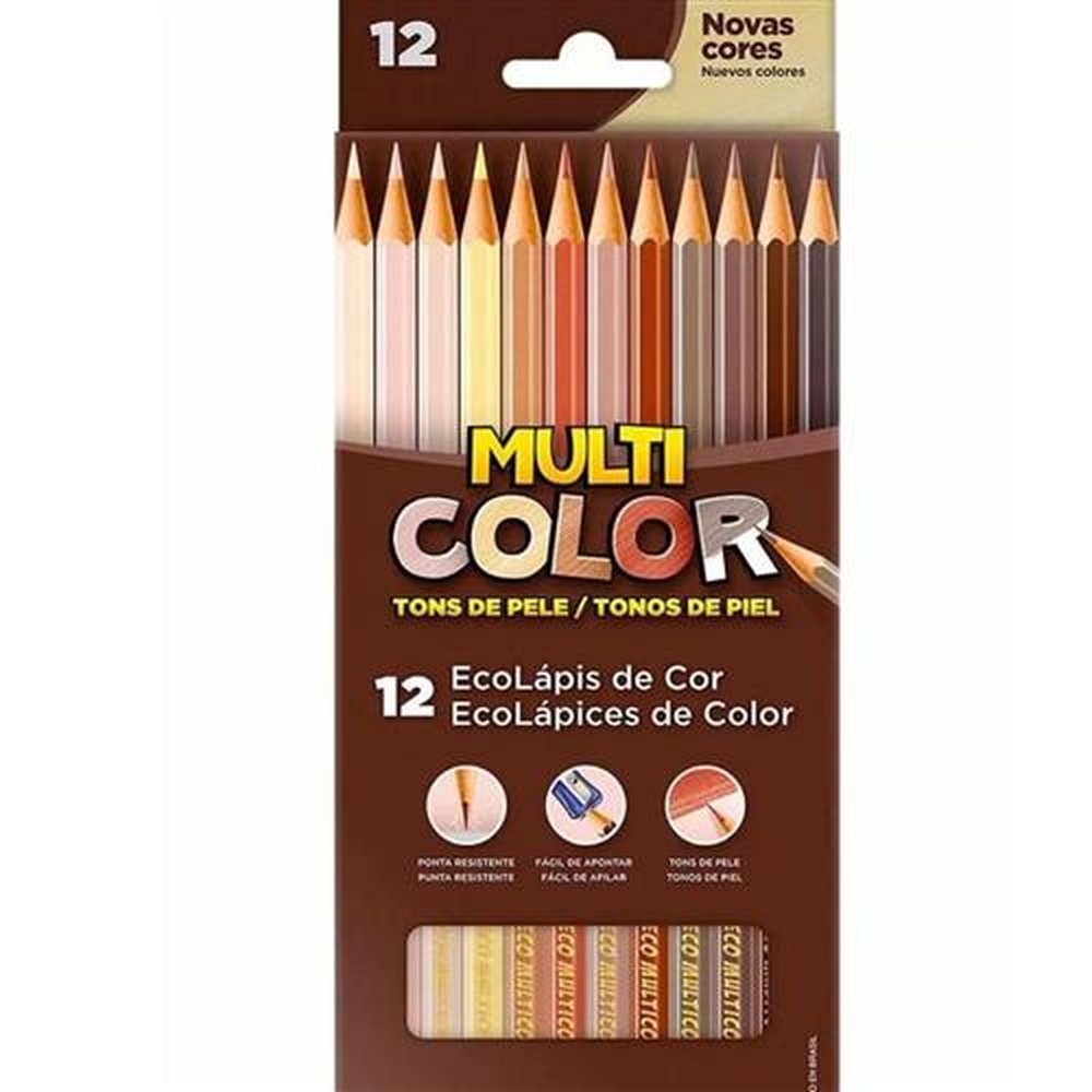 Lapis De Cor Multicolor 12 Cores Tons De Pele