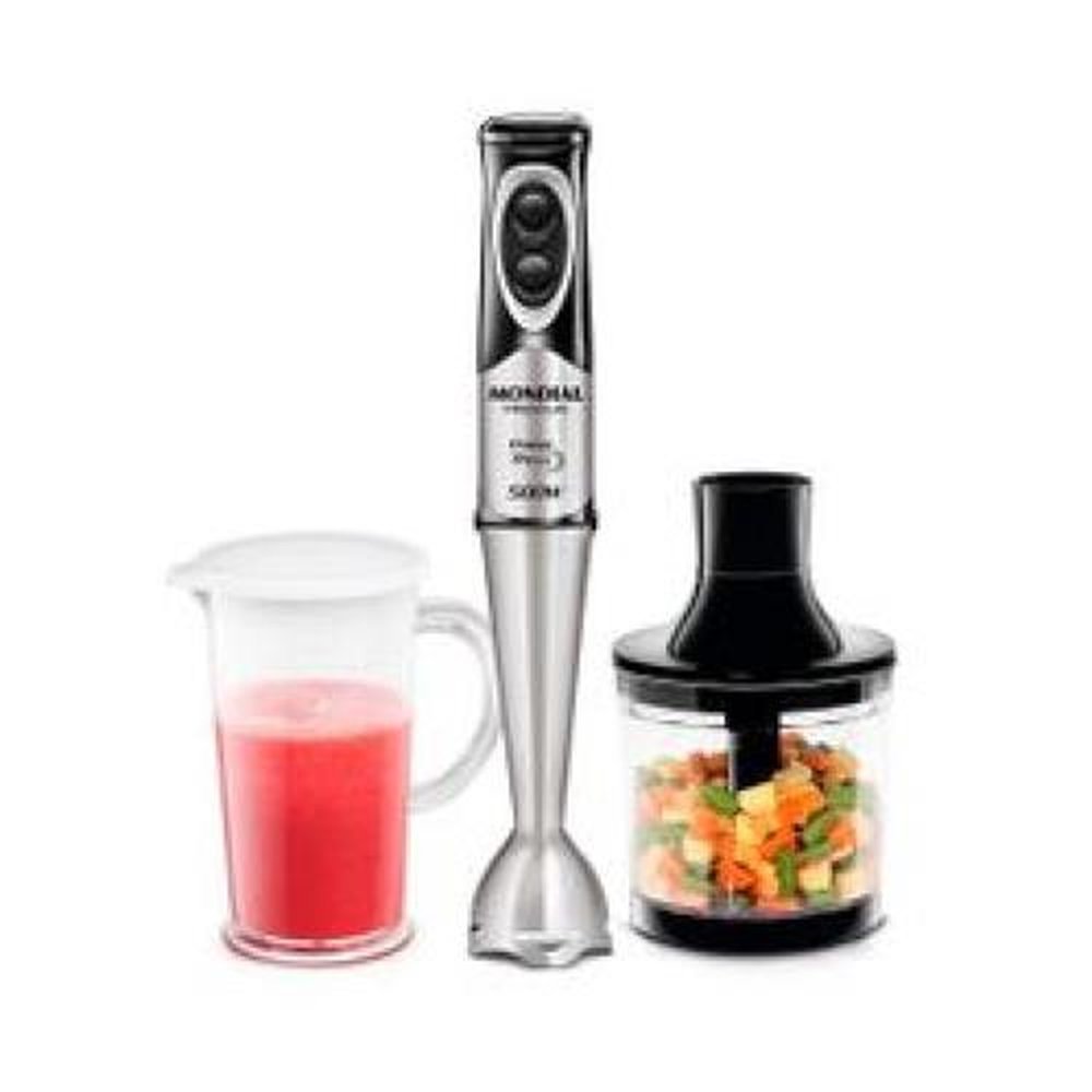 Mixer Power Mondial 2 em 1, Mixer e Processador, 220V, 500W M-07 - Preto/Inox