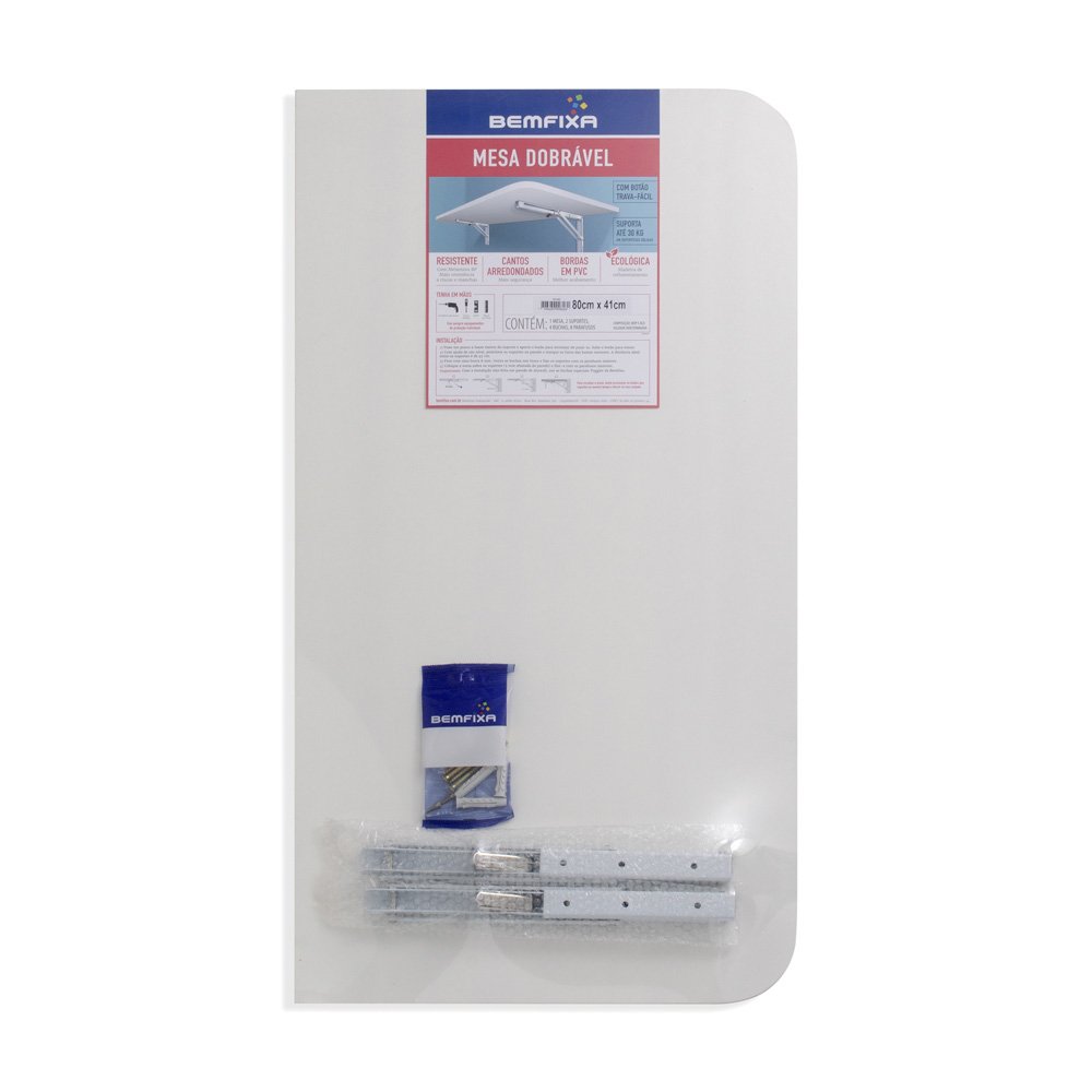 Kit Mesa Dobravel 80X41 Bp Canto Arredondado Bemfixa - Caixa Com 04 Unidades
