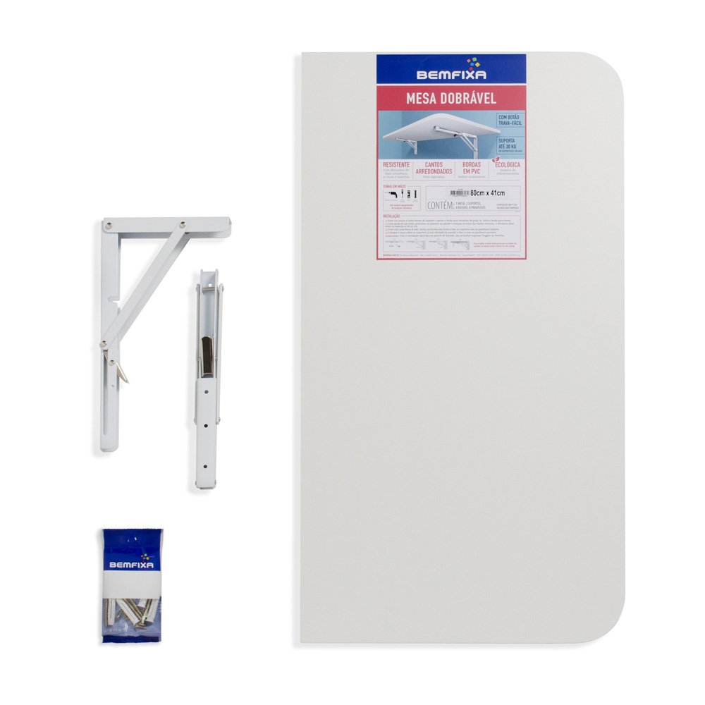 Kit Mesa Dobravel 80X41 Bp Canto Arredondado Bemfixa - Caixa Com 04 Unidades