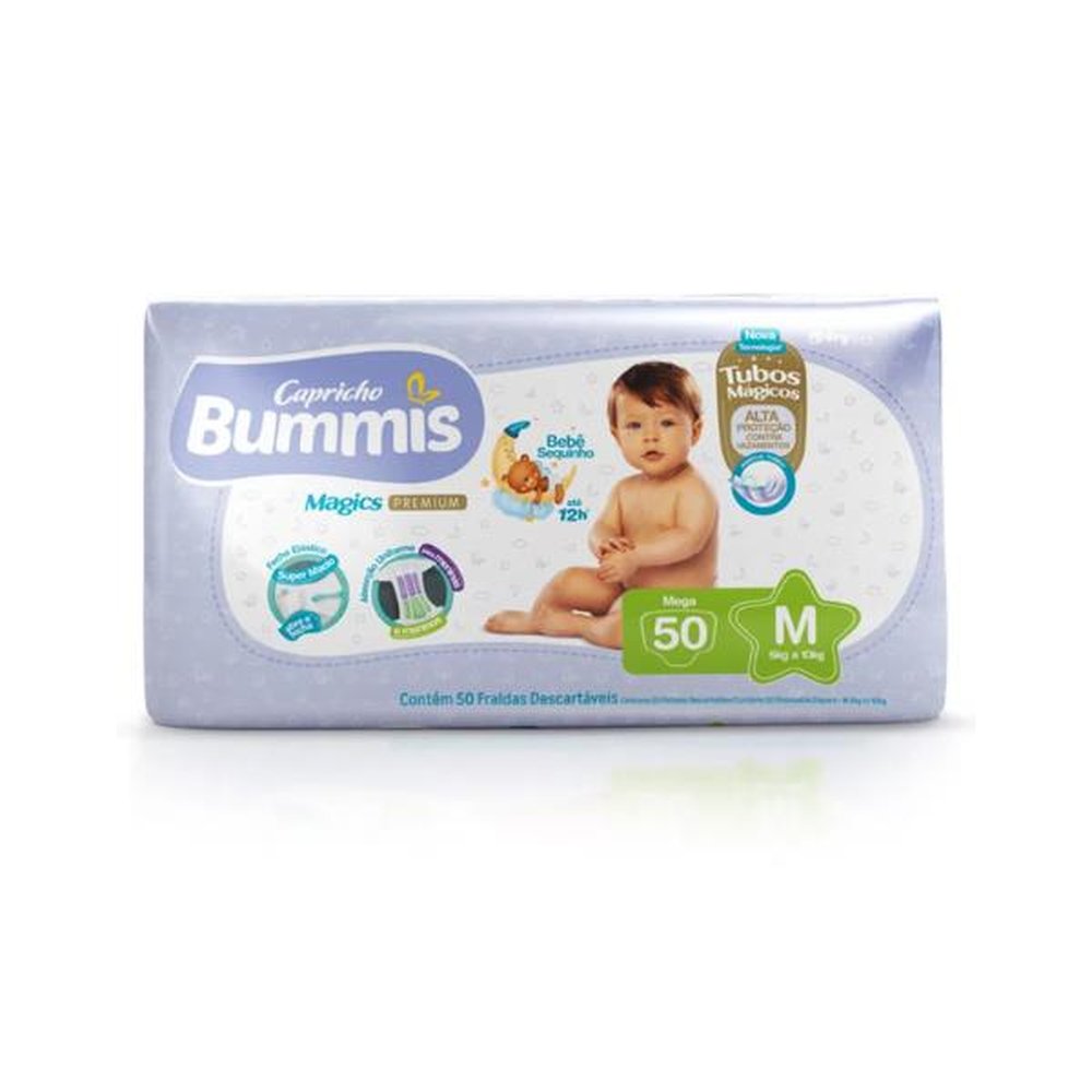 Fralda Capricho Bummis Mega M 06 Pacotes Com 50 Unidades