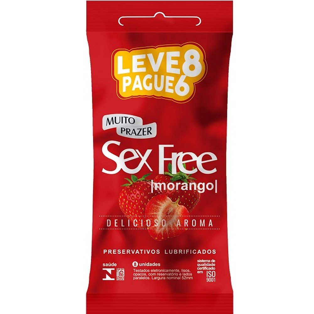 Preservativo Sexfree Morango Leve 8 Pague 6