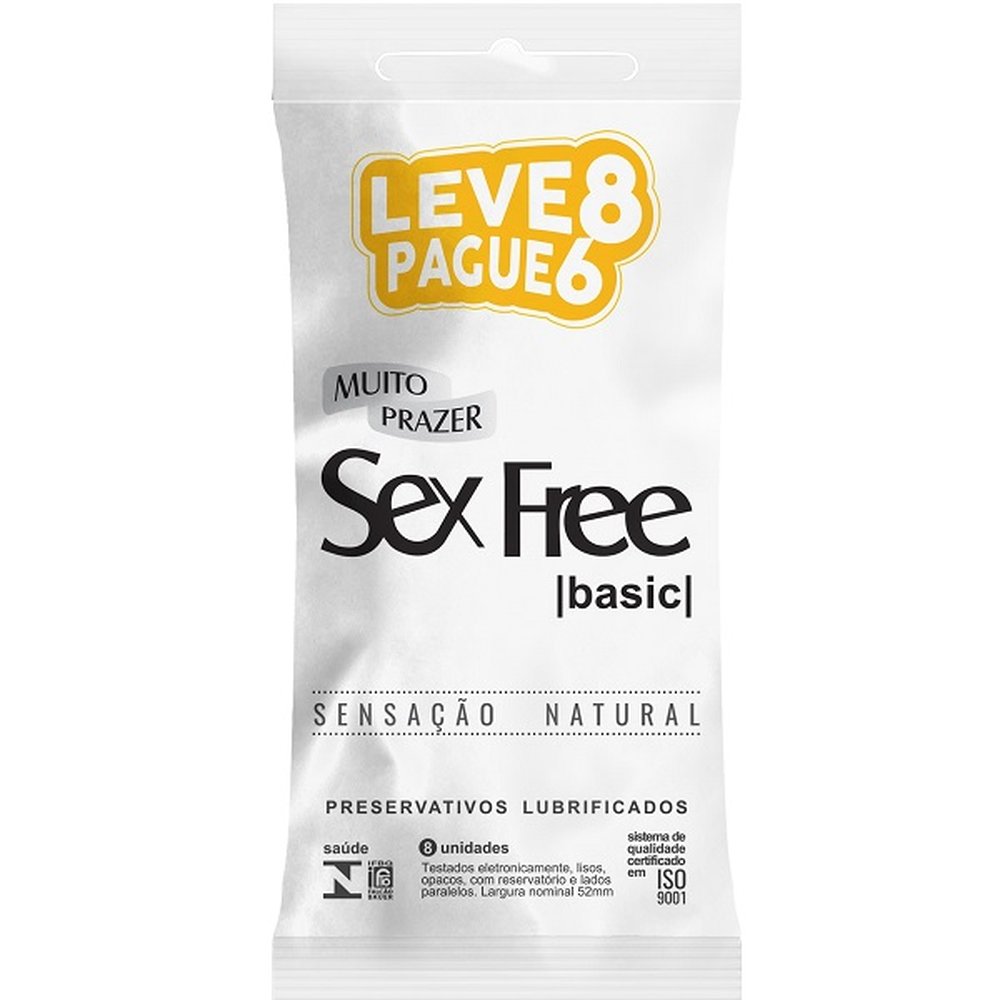Preservativo Sexfree Basic Lubrificado Leve 8 Pague 6