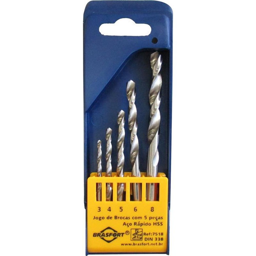 Kit Brocas de Furadeira 3 a 8mm Aço Rápido Hss Brasfort