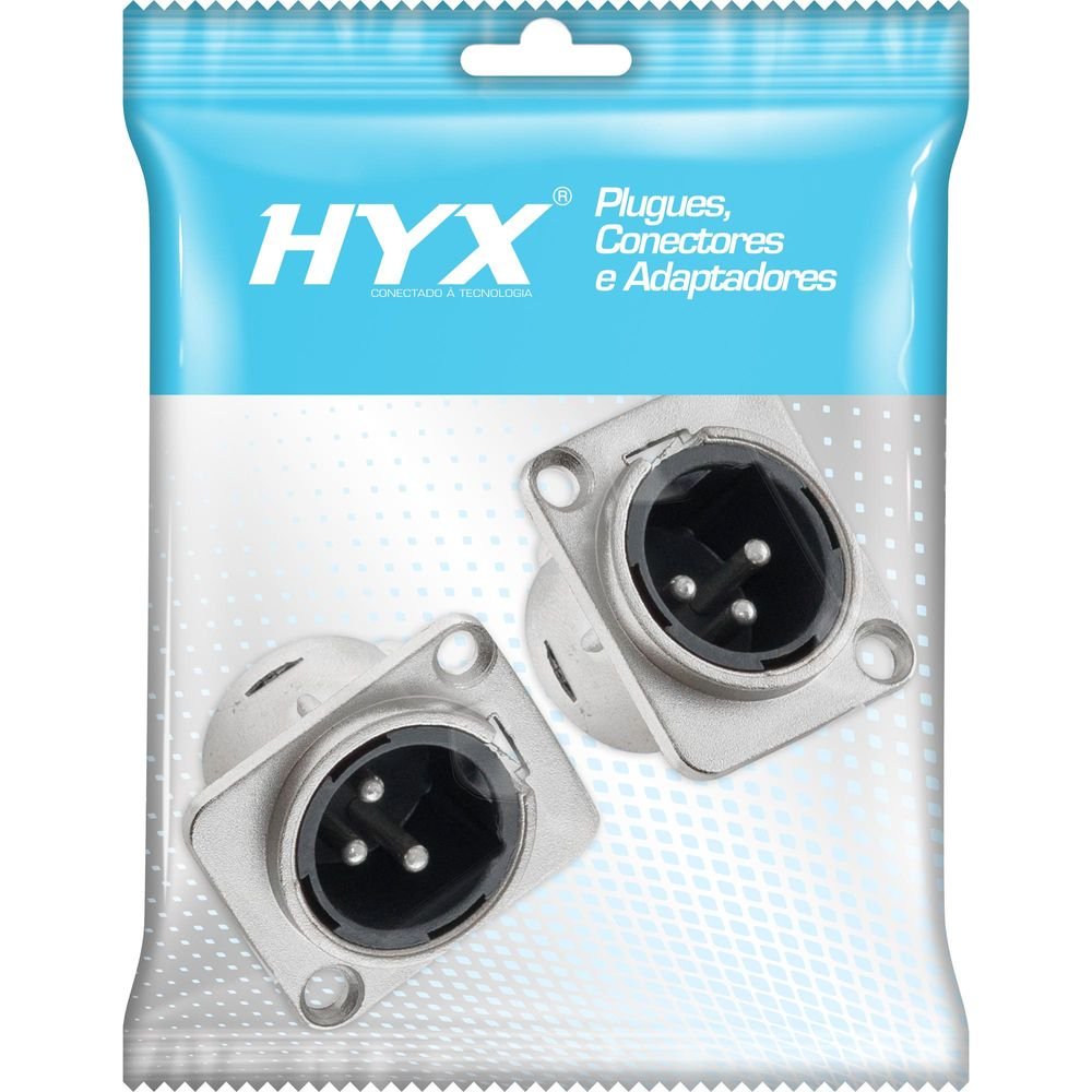 Conector XLR Macho Painel 3 Pólos Niquelado HX048M HYX Un.Venda: MVA/2