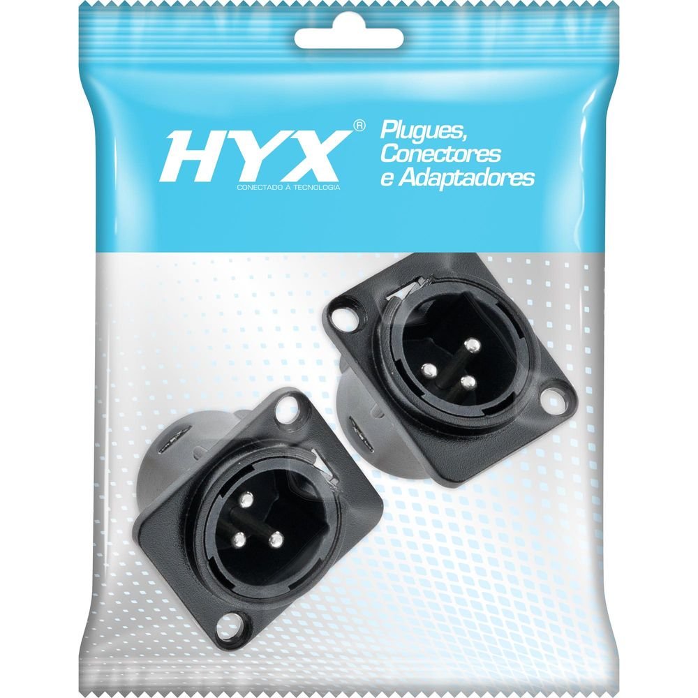 Conector XLR Macho Painel 3 Polos Niquelado HX049M Preto HYX Un.Venda: MVA/2