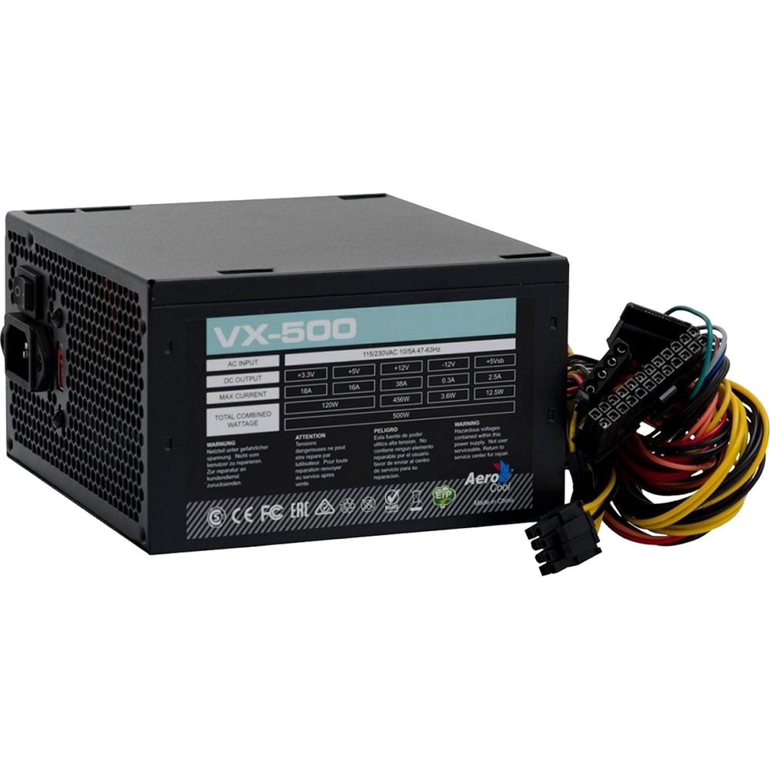 Fonte Atx sem Cabo 500w Vx-500 En57136 Preto Aerocool