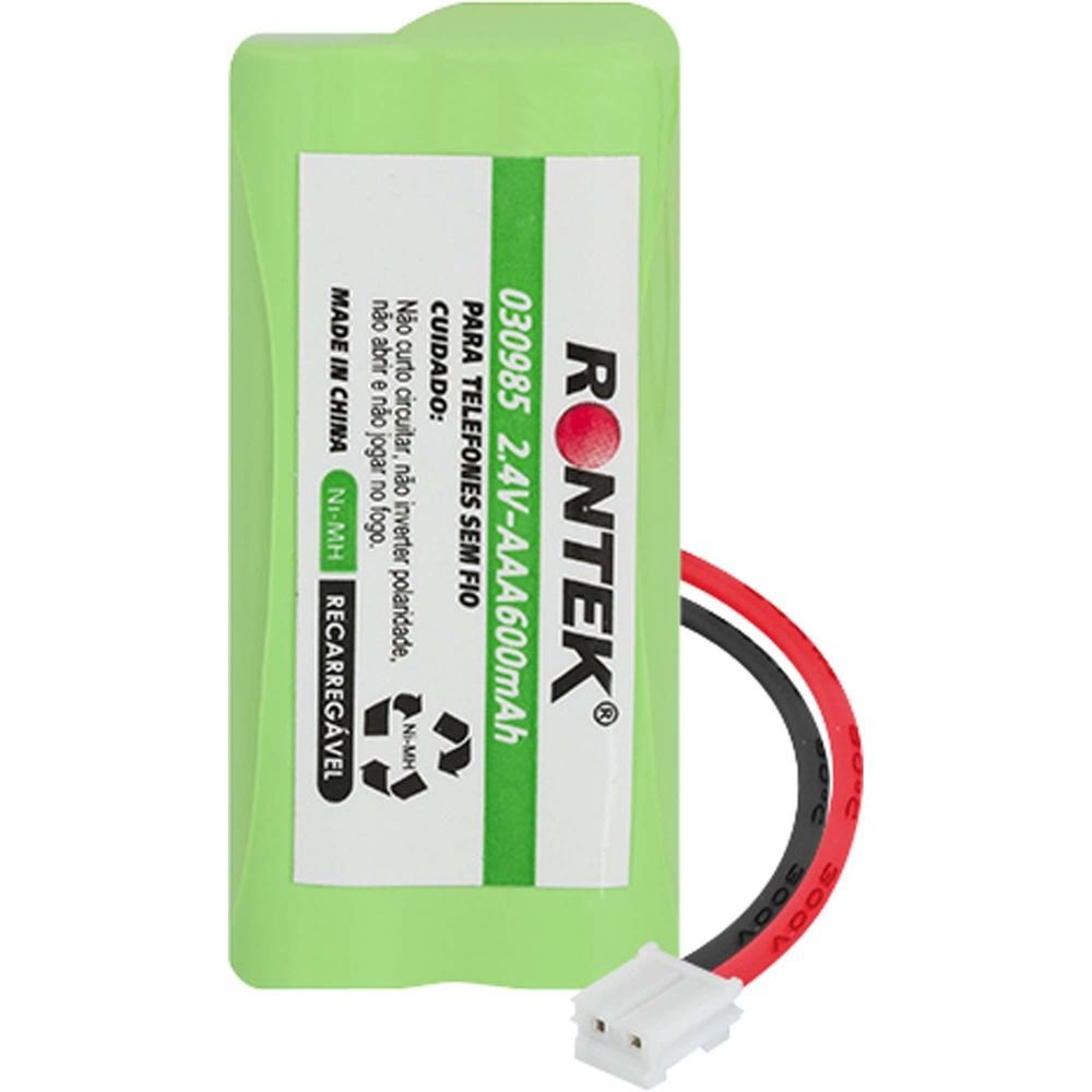 Bateria Recarregável Conector A58 para Telefone sem Fio NiMh 600mAh 2,4v Rontek