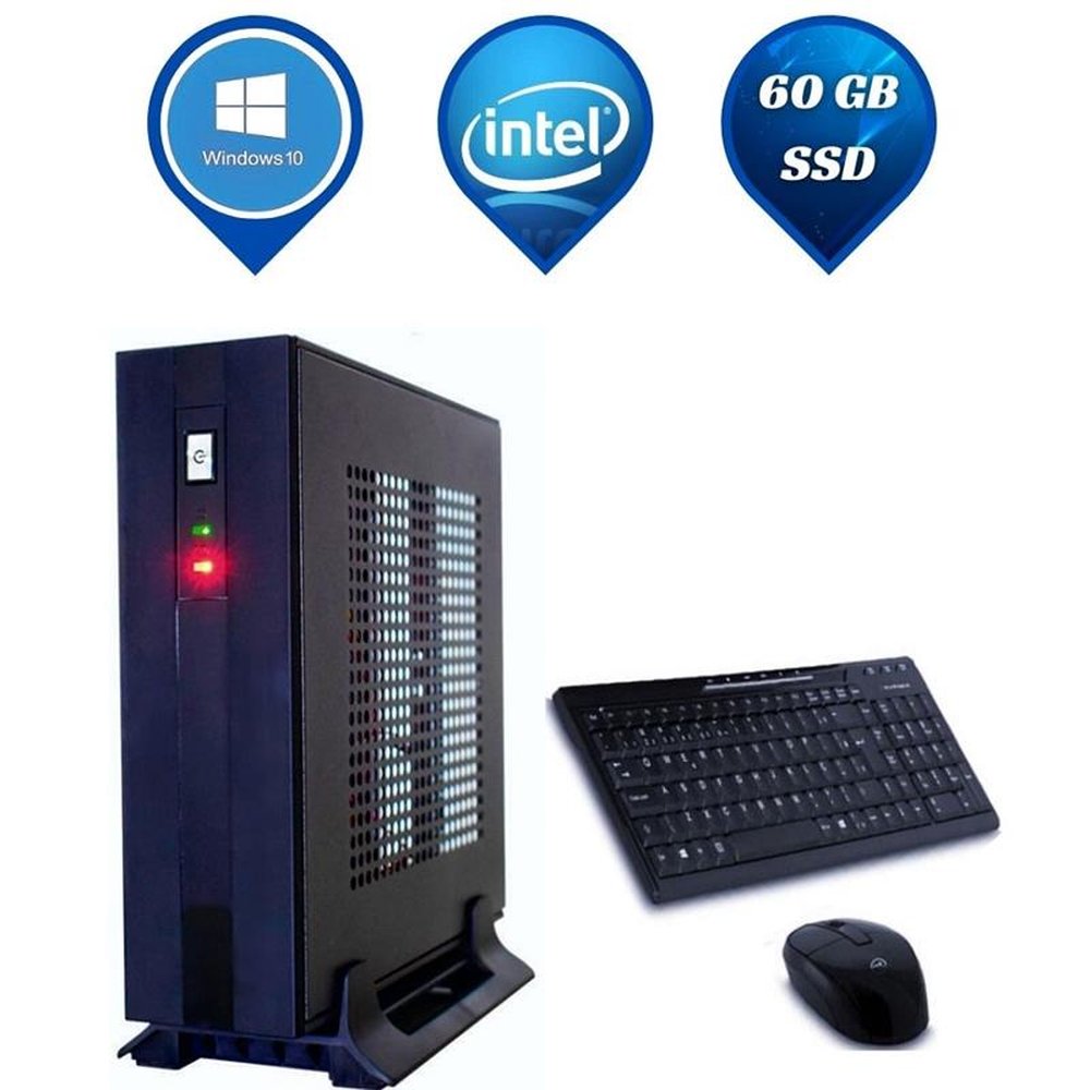 Computador Slim Intel Dual Core, 4GB , 60 SSD e Windows 10 + Kit - Everex