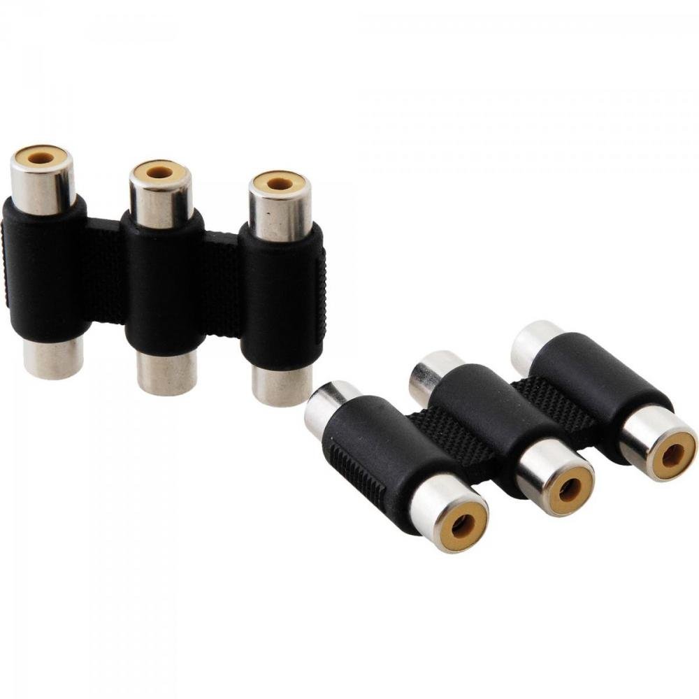 Emenda Jack Fêmea/Fêmea Tripla Rca EmrC0005 Preto Storm