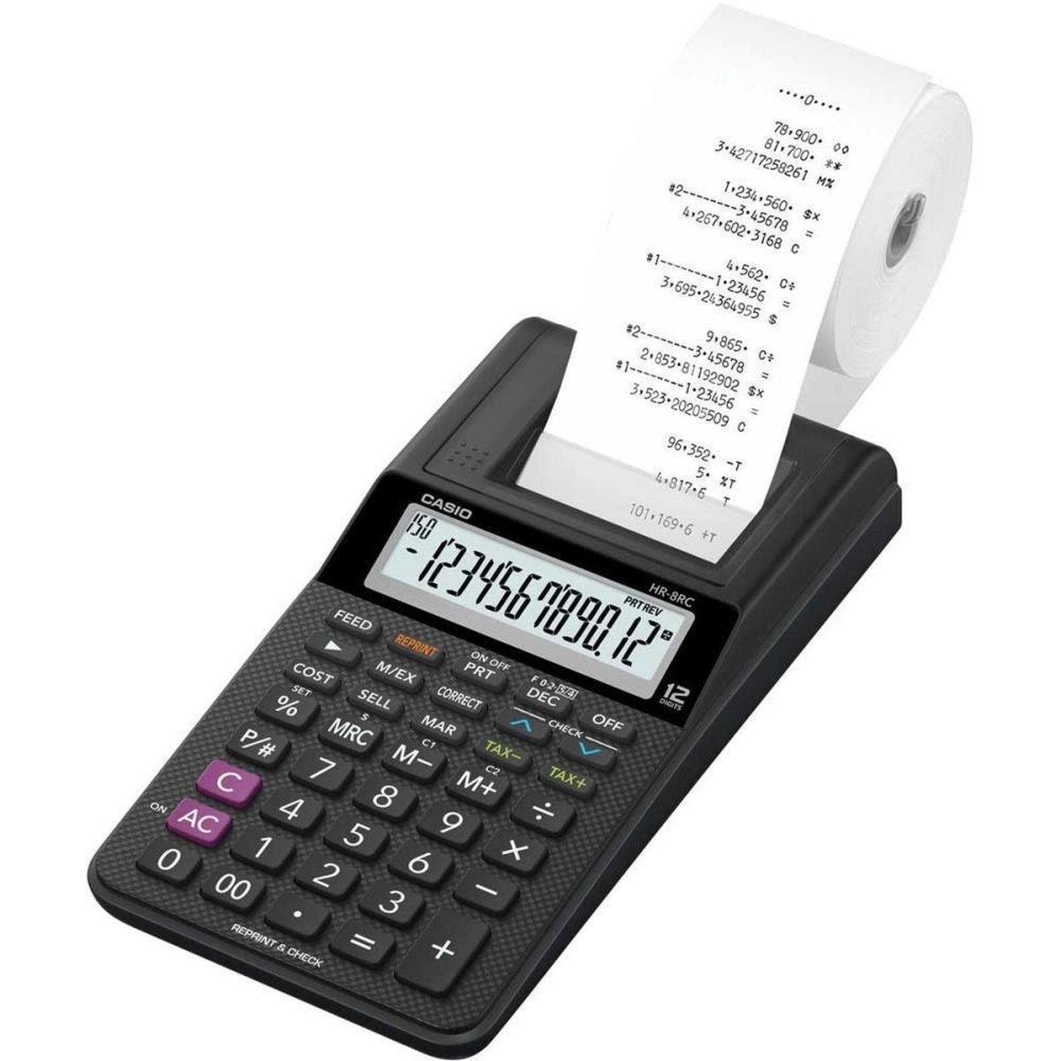 Calculadora De Impressão 12 Dígitos Com Display Lcd Preta