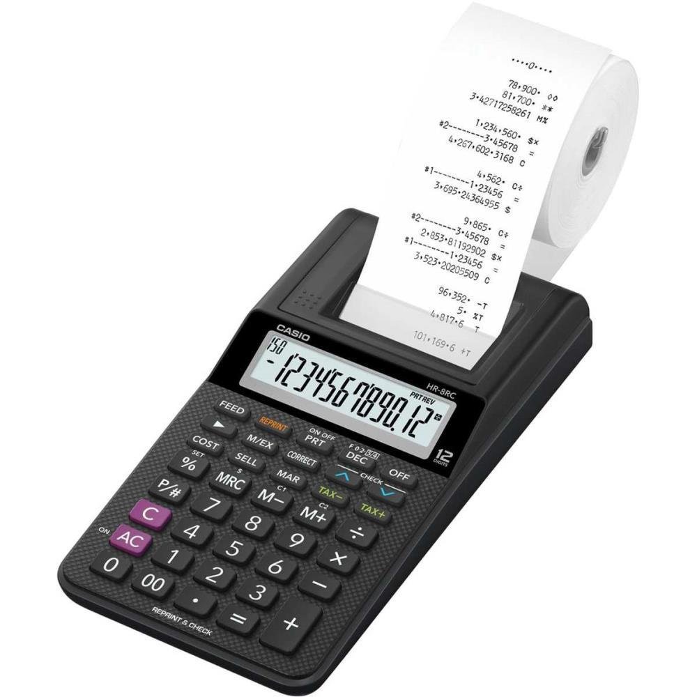 Calculadora com Bobina Casio HR-8RC-BK - Preta