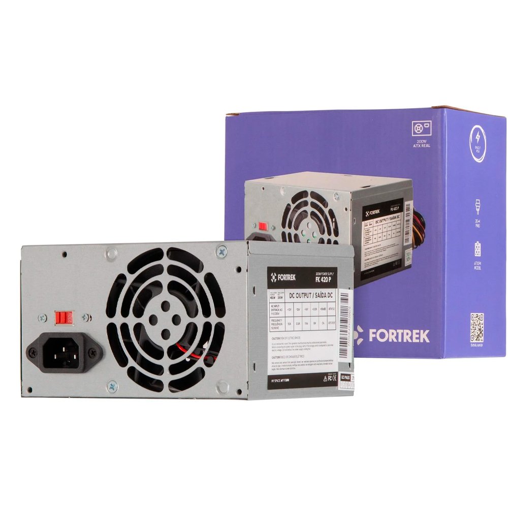 Fonte Pc 200W Fortrek Pws-2003, Bivolt Chaveada, Sem Cabo