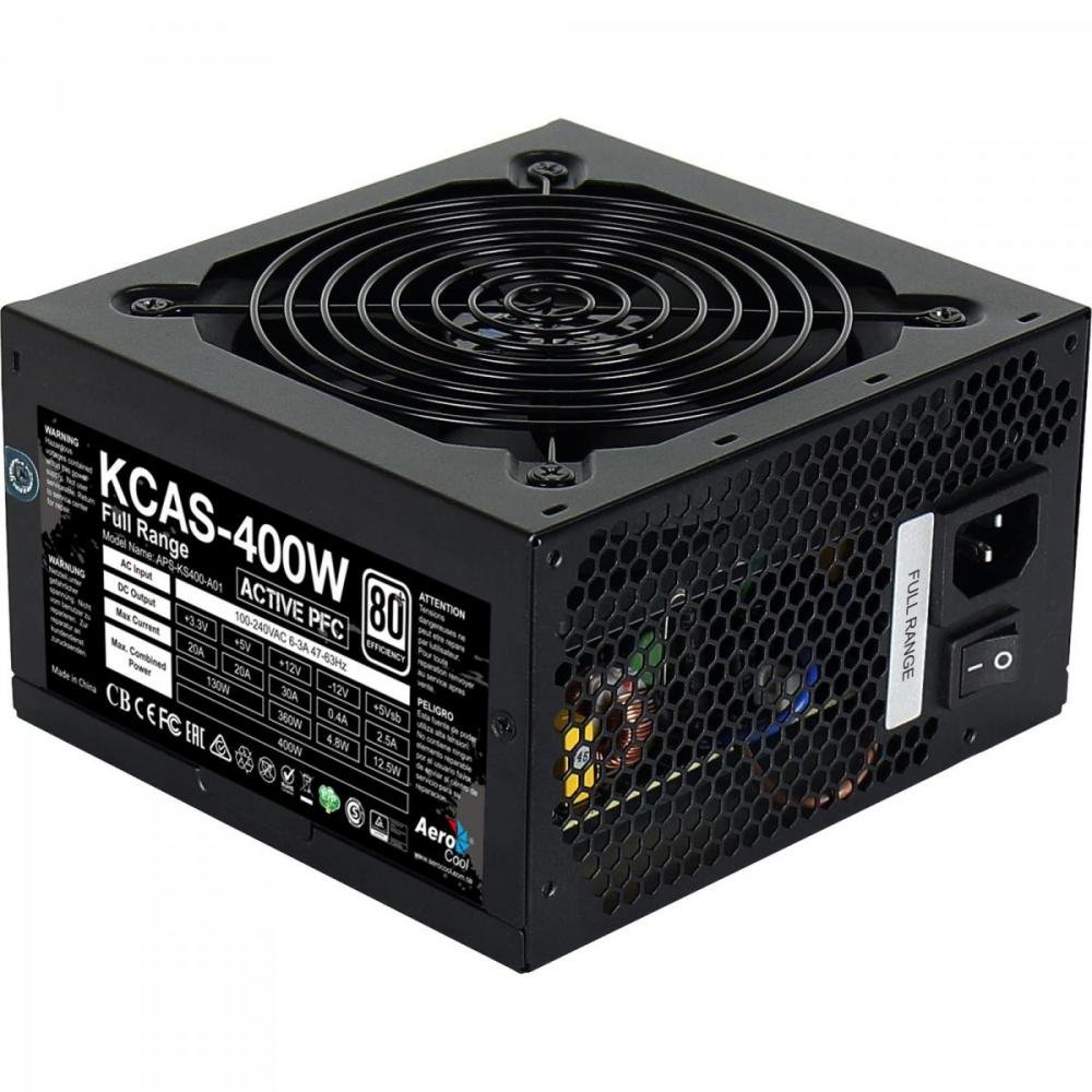 Fonte Atx Kcas 400w Full Range 80 Plus White Pfc Ativo Aerocool